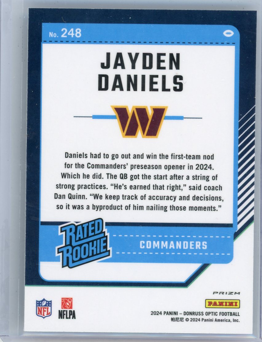 Jayden Daniels 2024 Panini Donruss Optic Rated Rookie Holo #248