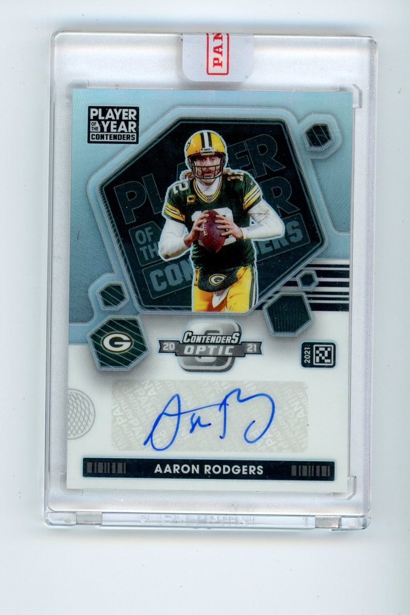 Aaron Rodgers 2021 Panini Contenders Optic POTY Contenders autograph silver 