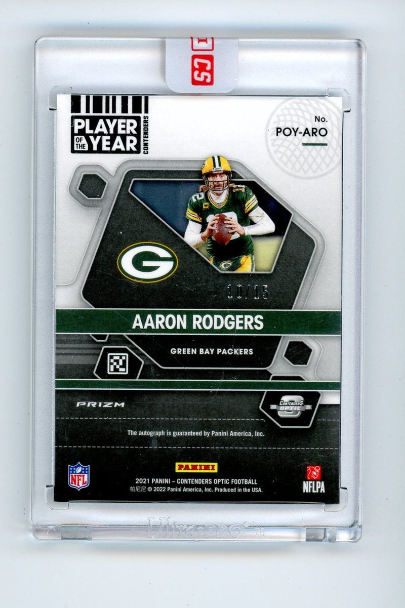 Aaron Rodgers 2021 Panini Contenders Optic POTY Contenders autograph silver 