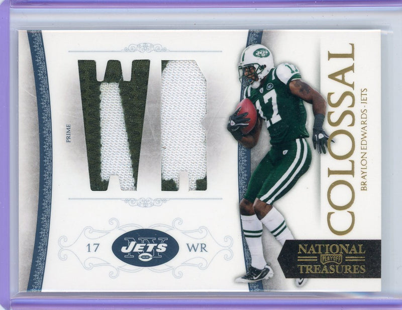 Braylon Edwards 2011 Panini National Treasures Colossal auth. game-used jersey relic 