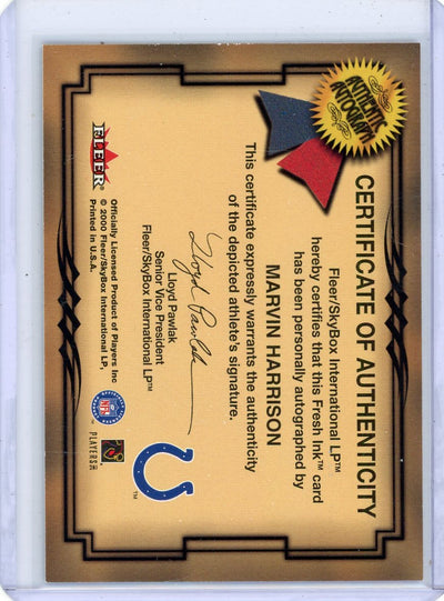 Marvin Harrison 2000 Fleer Autographics autograph