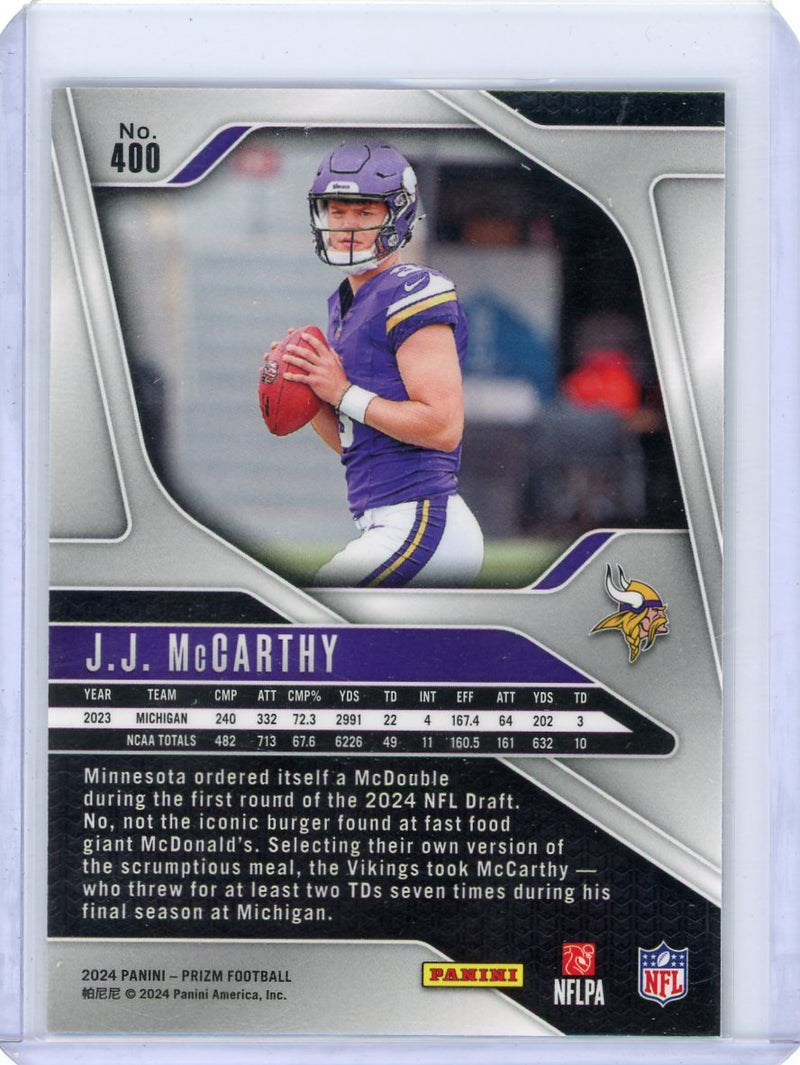 JJ McCarthy 2024 Panini Prizm rookie card