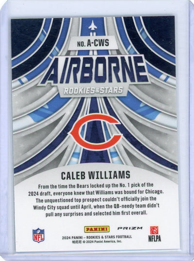 Caleb Williams 2024 Panini Rookies & Stars Airborne silver prizm rookie card