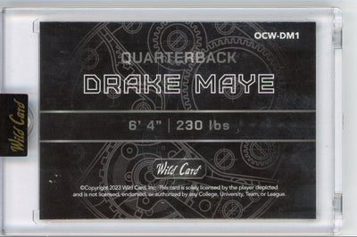 Drake Maye 2023 Wild Card QB On the Clock rookie card #'d 2/8