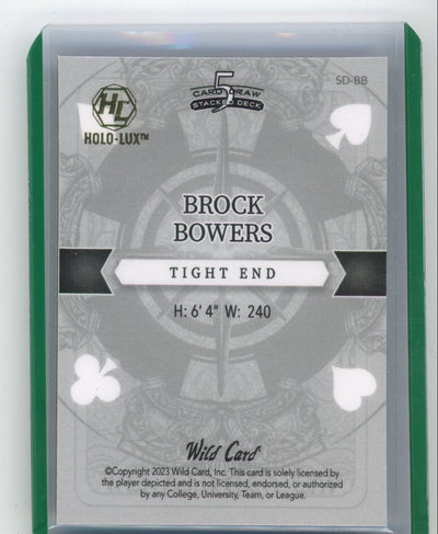 Brock Bowers 2023 Wild Card 5 Card Draw Stacked Deck Holo-Lux rookie card #'d 1/3