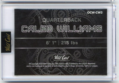 Caleb Williams 2023 Wild Card QB On the Clock rookie card #'d 3/5