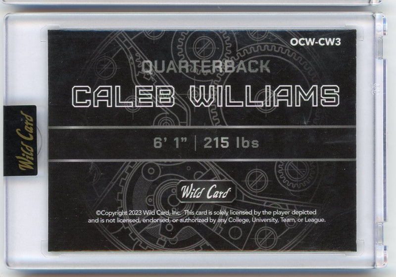 Caleb Williams 2023 Wild Card QB On the Clock rookie card 