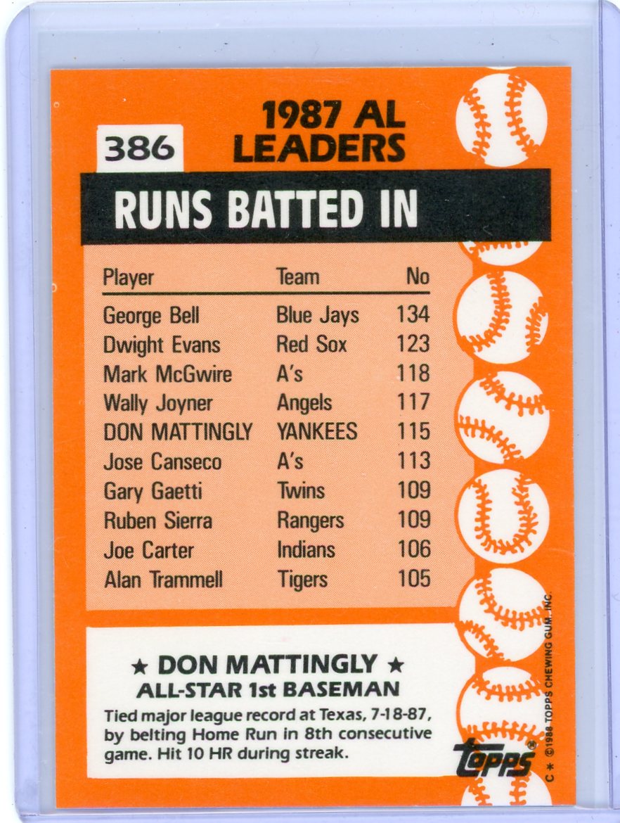 Don Mattingly 1988 Topps Tiffany All Star American League