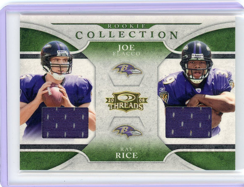 Joe Flacco Ray Rice 2008 Donruss Playoff Rookie Collection auth. game-used double relic 