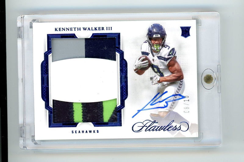 Kenneth Walker III 2022 Panini National Flawless RPA blue 