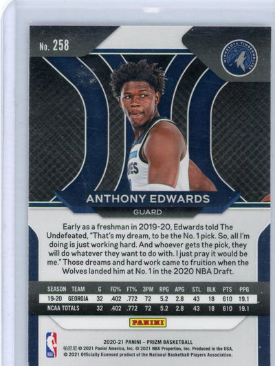 Anthony Edwards 2020-21 Panini Prizm rookie card