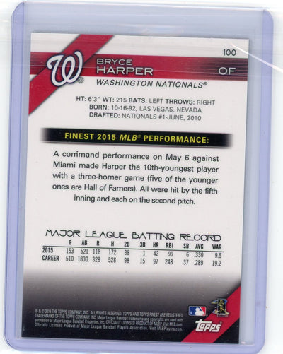 Bryce Harper 2016 Topps Finest Green Refractor #'d 56/99