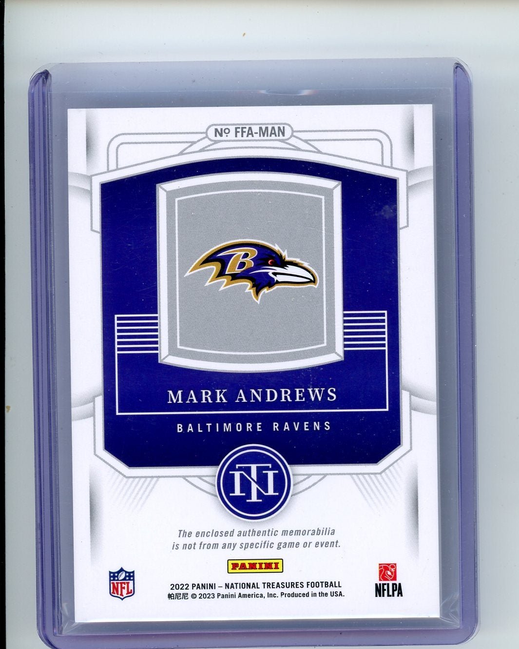 Mark Andrews 2022 Panini National Treasures Framed Fabric relic #'d 23/49