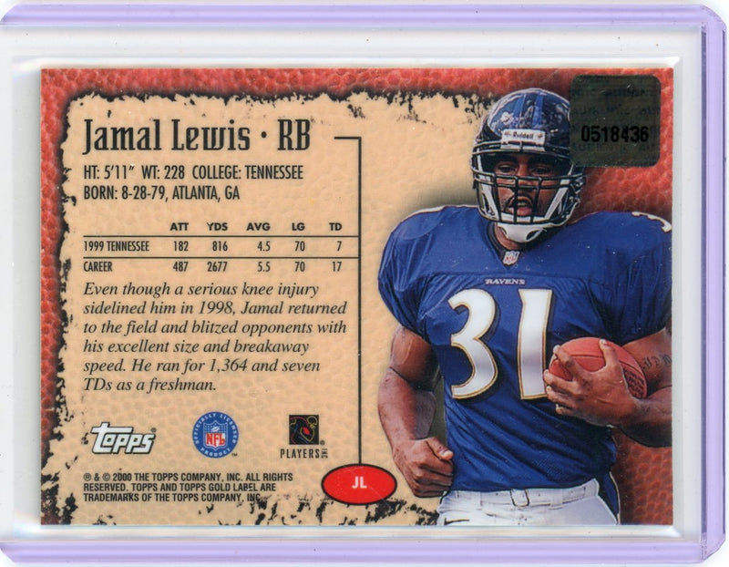 Jamal Lewis 2000 Topps Gold Label autograph rookie card