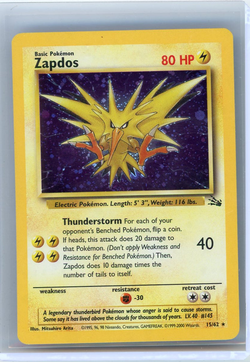 Zapdos 2000 Pokemon Fossil rare holo 15/62