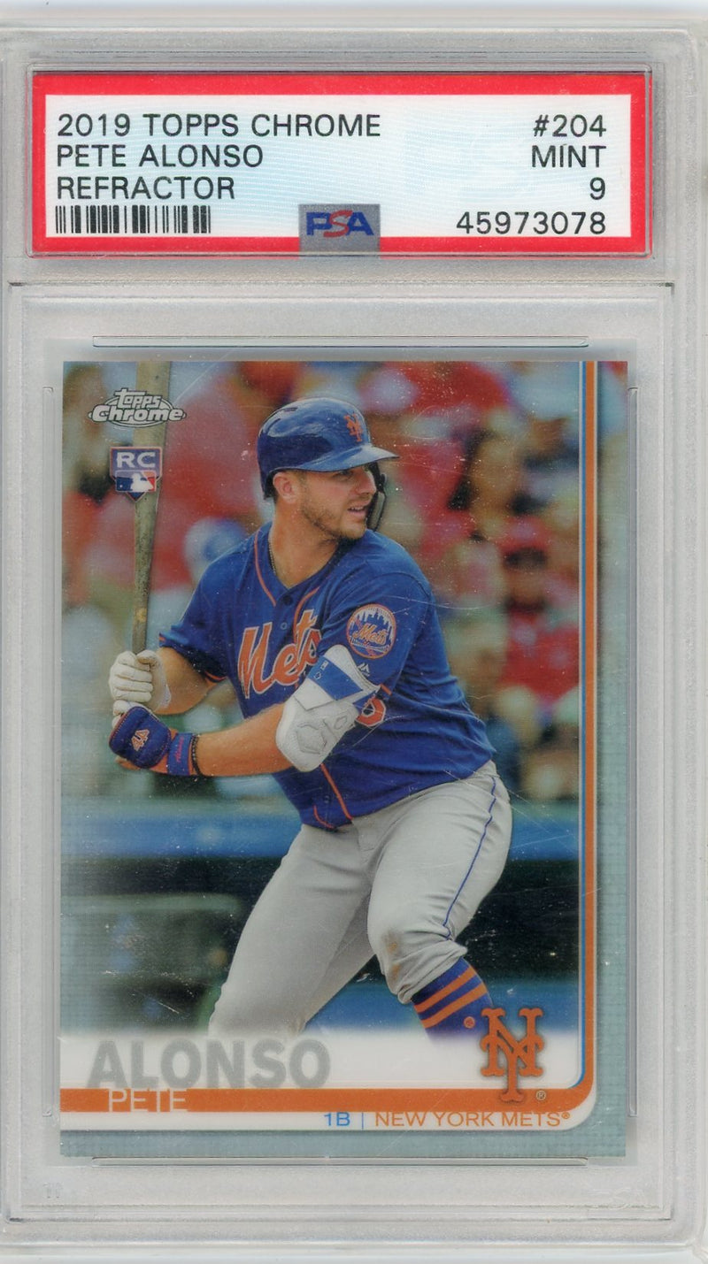 Pete Alonso 2019 Topps Chrome refractor rookie card PSA 9