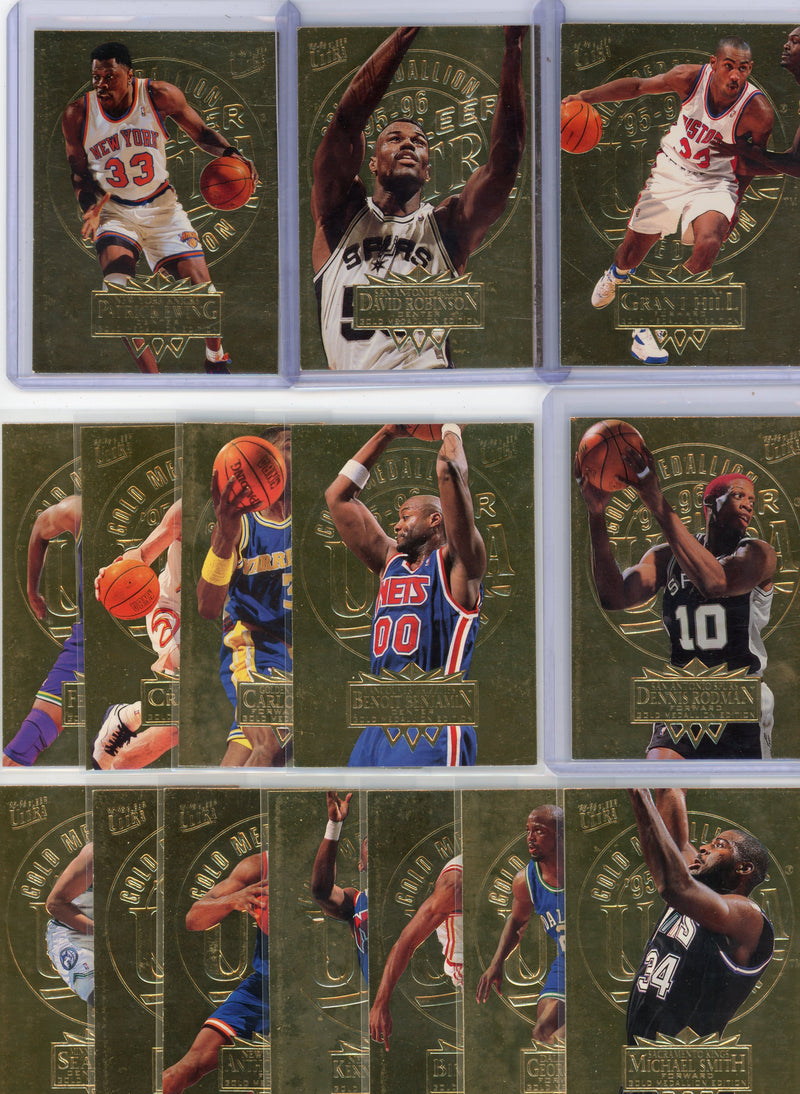 1995 Fleer Gold Medallion Embossed NBA 21-card lot (stars & commons)