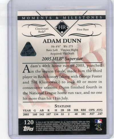 Adam Dunn 2007 Topps Moments Milestones #'d 1/1