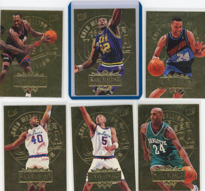 1995 Fleer Gold Medallion Embossed NBA 21-card lot (stars & commons)