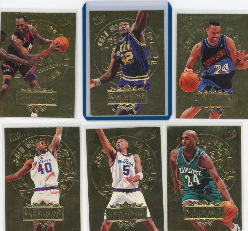 1995 Fleer Gold Medallion Embossed NBA 21-card lot (stars & commons)