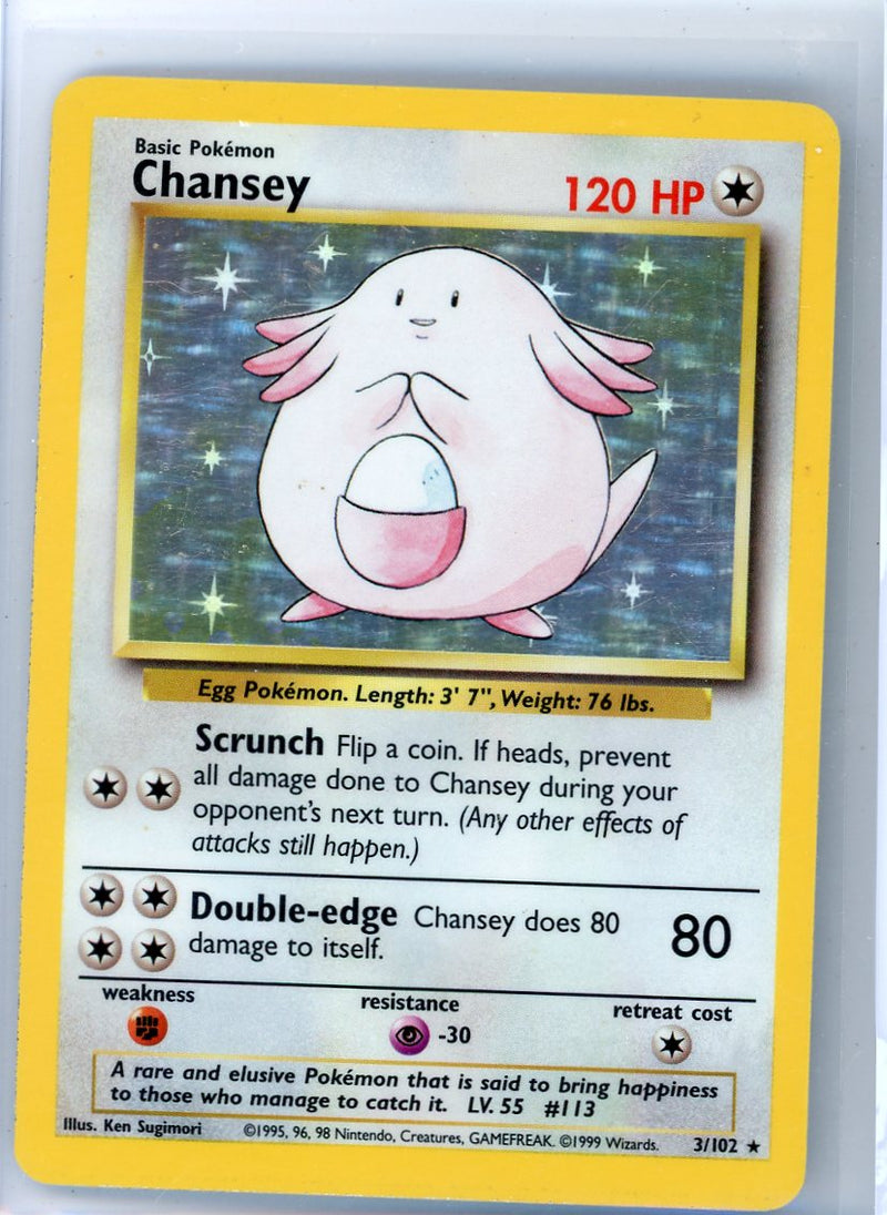 Chansey 1999 Pokemon rare holo 3/102