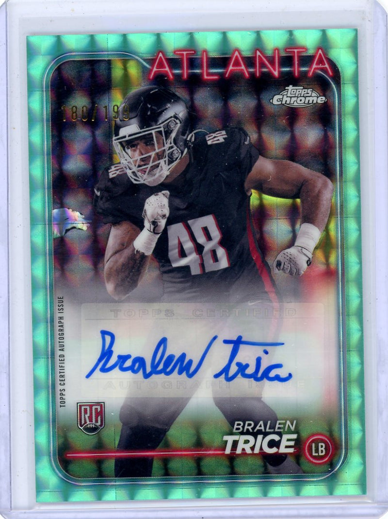 Bralen Trice 2024 Topps Chrome autograph rookie card aqua geometric ref. 