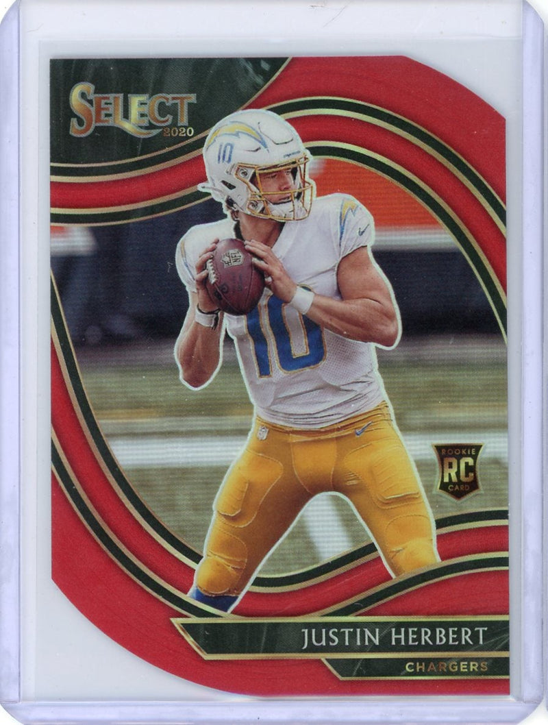 Justin Herbert 2020 Panini Select Die-Cut Field Level Red Prizm
