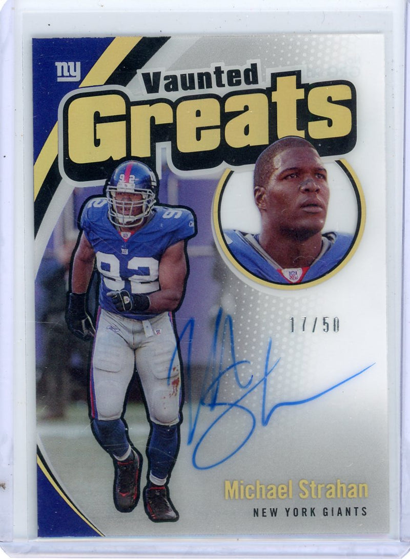 Michael Strahan 2021 Panini Clearly Donruss Vaunted Greats Autograph 