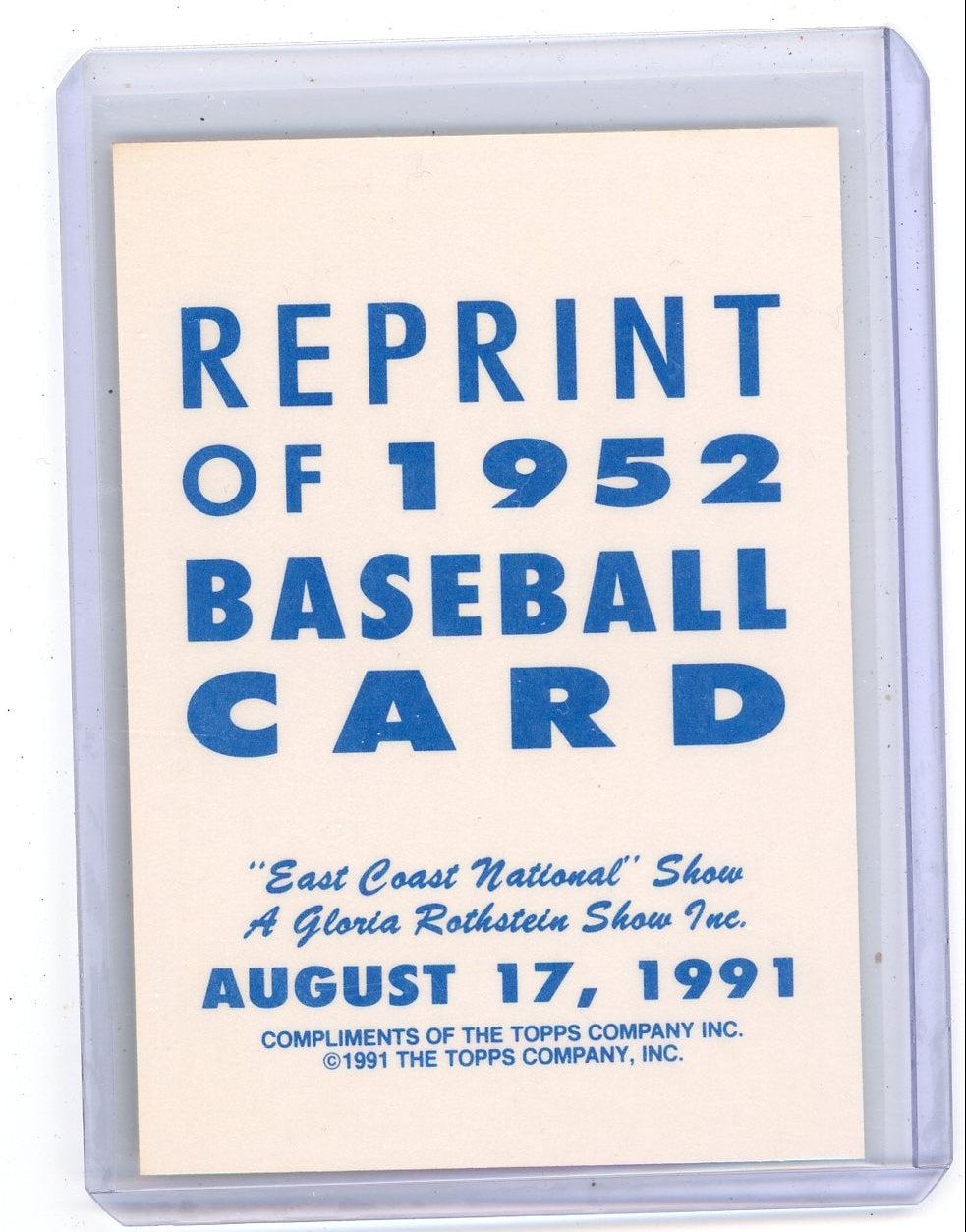 Mickey Mantle 1991 Topps '52 Reprint East Coast National Show