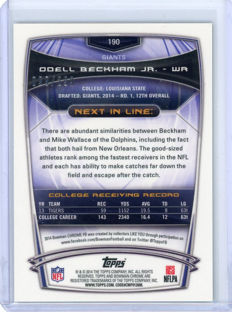 Odell Beckham Jr. 2014 Bowman Chrome Rookie Black Refractor 