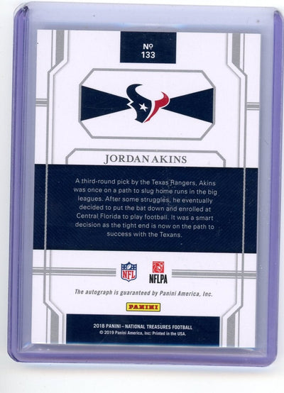 Jordan Akins 2018 Panini National Treasures autograph rookie card #'d 11/75