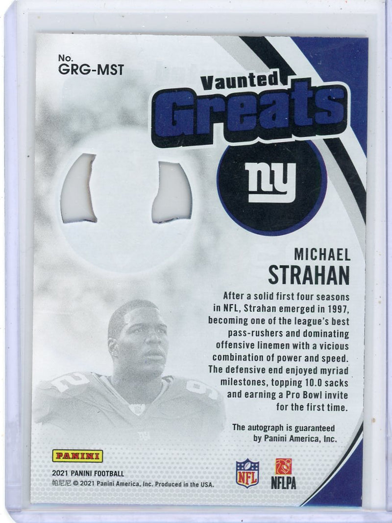 Michael Strahan 2021 Panini Clearly Donruss Vaunted Greats Autograph 