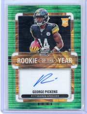George Pickens 2022 Panini Contenders Optic Rookie of the Year Green Pulsar Auto #'d 06/30
