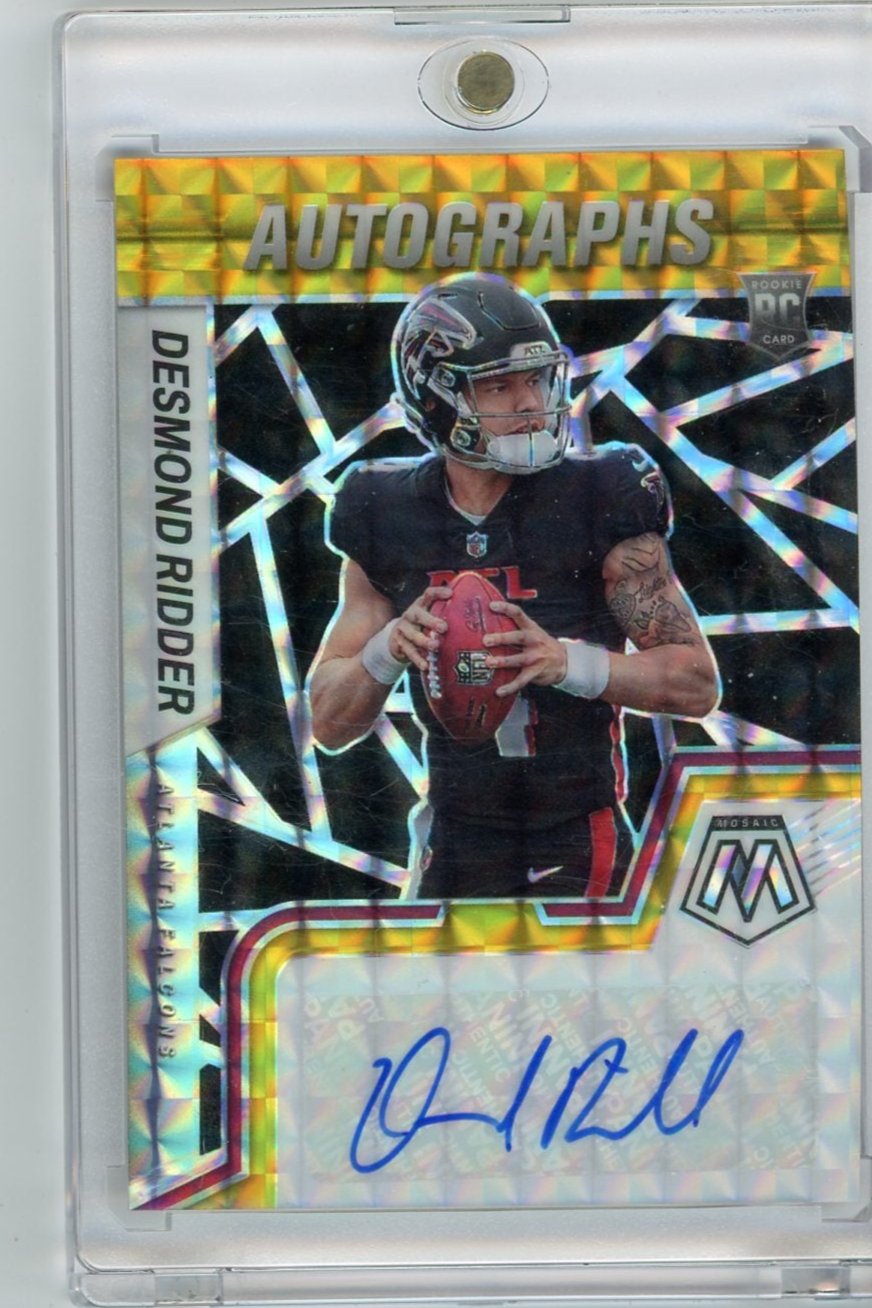 Desmond Ridder 2022 Panini Mosaic Black/Gold mosaic autograph RC #'d 5/8