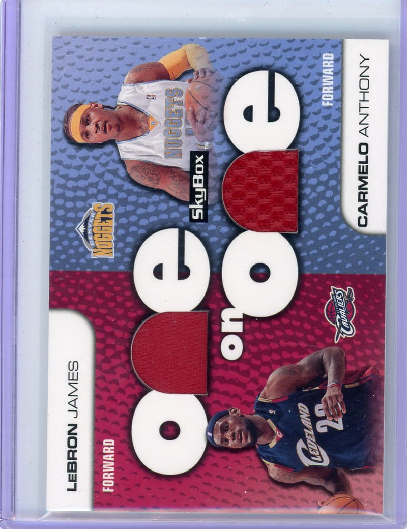 LeBron James / Carmelo Anthony 2008 Skybox One on One Game Used Dual Relic