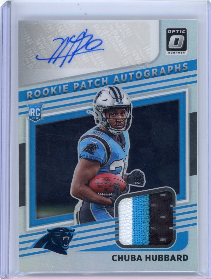 Chuba Hubbard 2021 Panini Donruss Optic Rookie Patch Autographs Holo #'d 07/25