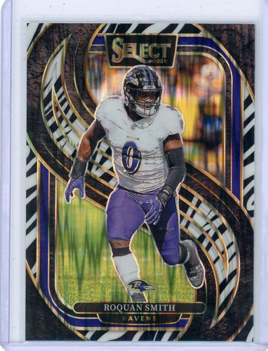 Roquan Smith 2024 Panini Select Premier Level Zebra Shock Prizm