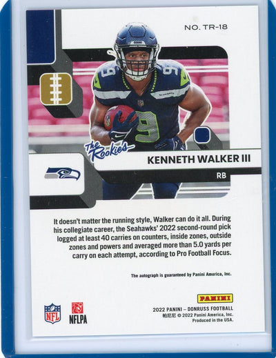 Kenneth Walker III 2022 Panini Donruss The Rookies autograph rookie card #'d 06/99