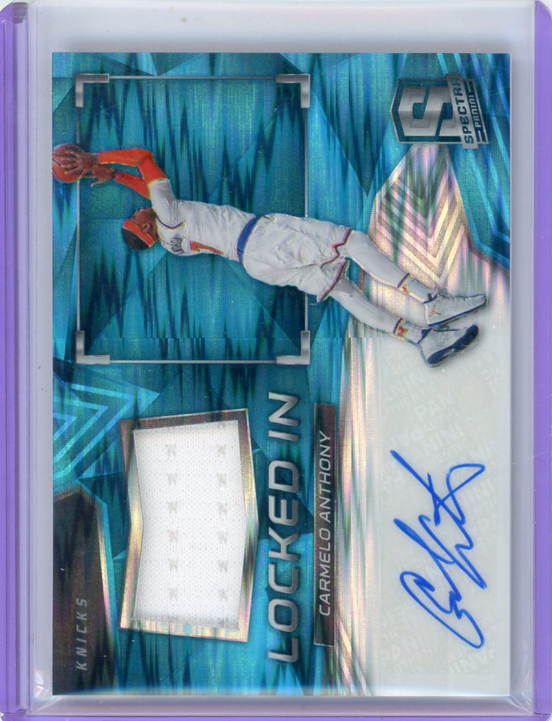Carmelo Anthony 2017 Spectra Basketball Locked In Neon Blue Patch Autograph 