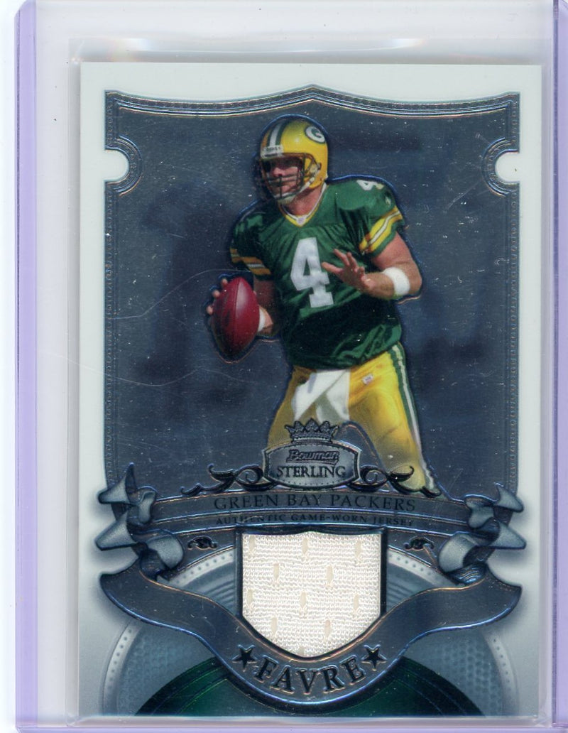 Brett Favre 2007 Bowman Sterling auth. game-used jersey relic