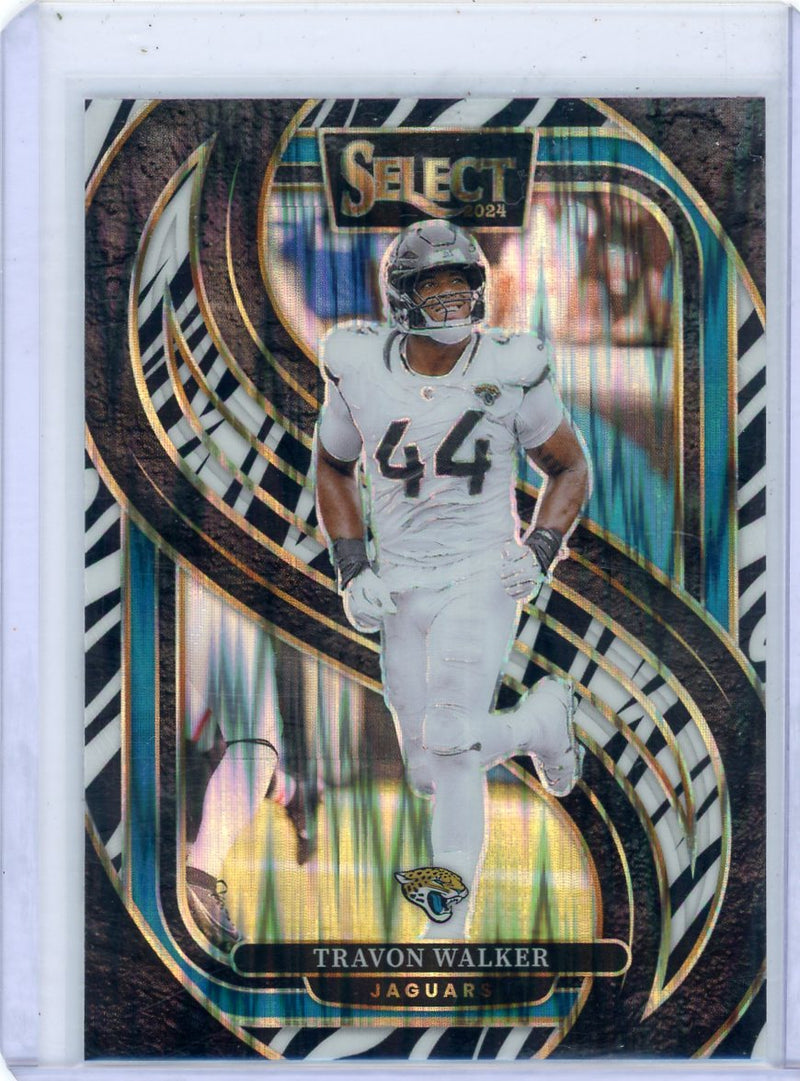 Travon Walker 2024 Panini Select Premier Level Zebra Shock Prizm