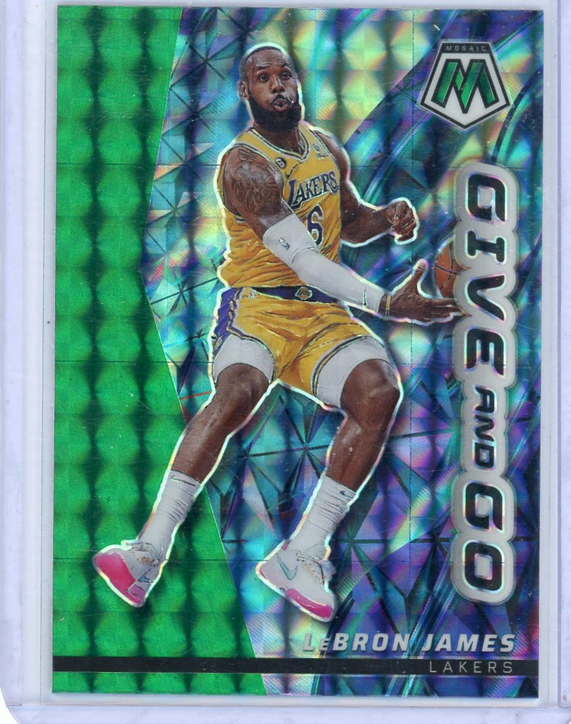 LeBron James 2022-23 Panini Mosaic Give and Go green mosaic prizm