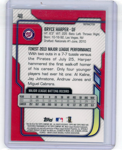 Bryce Harper 2014 Topps Finest Green Refractor #'d 110/199