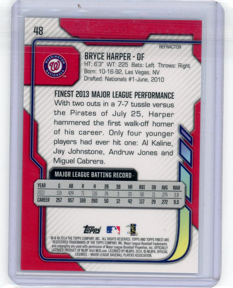 Bryce Harper 2014 Topps Finest Green Refractor 