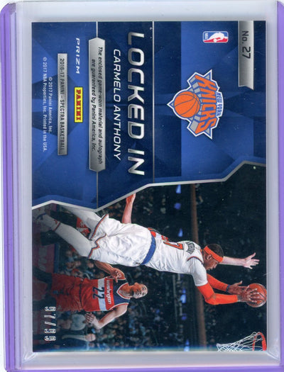 Carmelo Anthony 2017 Spectra Basketball Locked In Neon Blue Patch Autograph #'d 97/99