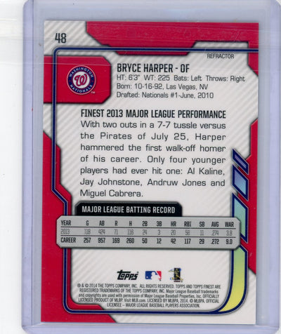 Bryce Harper 2014 Topps Finest Gold Refractor #'d 07/50