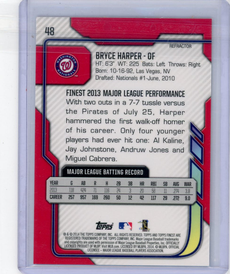 Bryce Harper 2014 Topps Finest Gold Refractor 