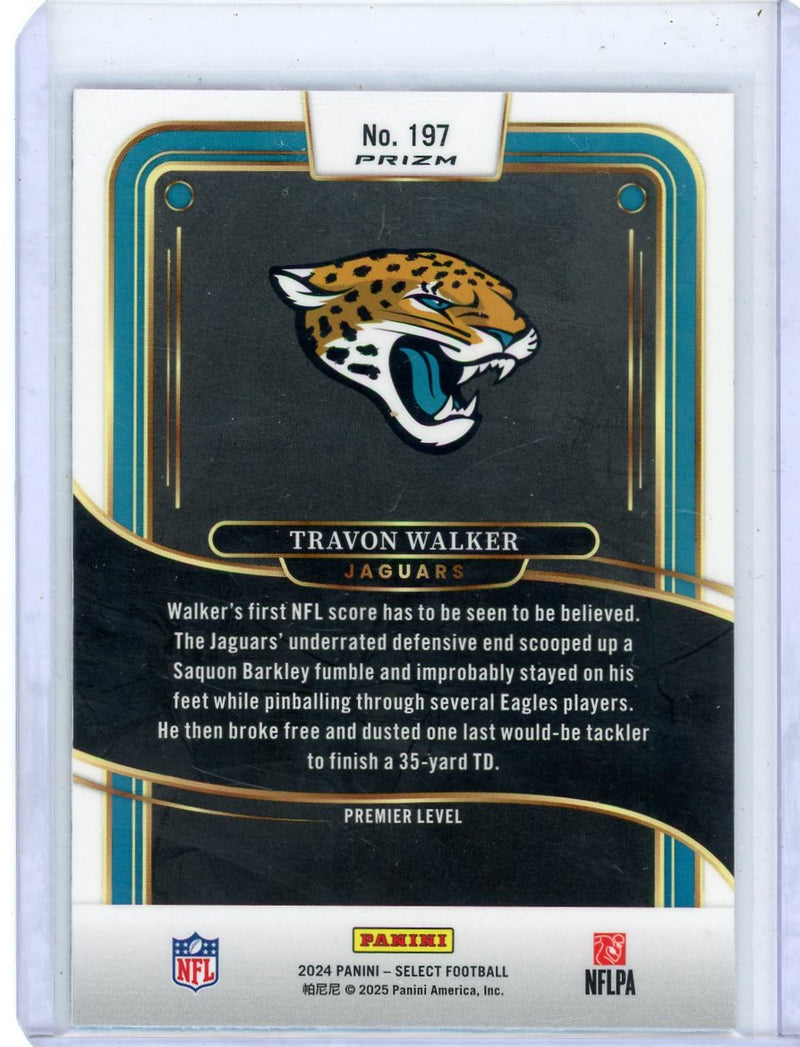 Travon Walker 2024 Panini Select Premier Level Zebra Shock Prizm