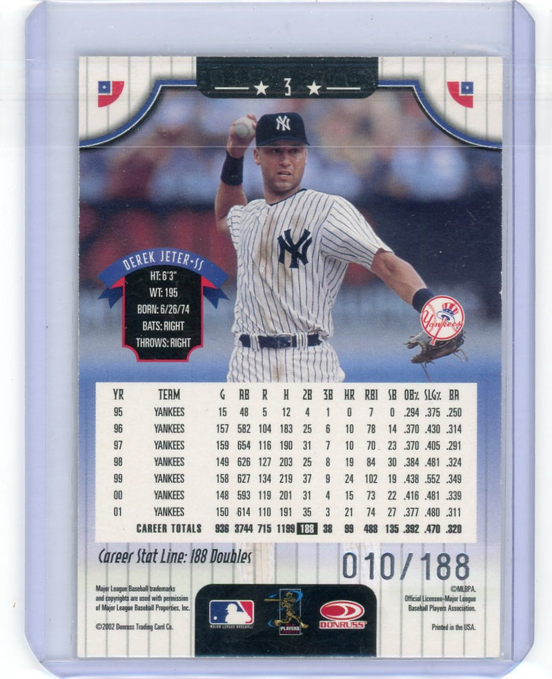 Derek Jeter 2002 Donruss Stat Line Career 