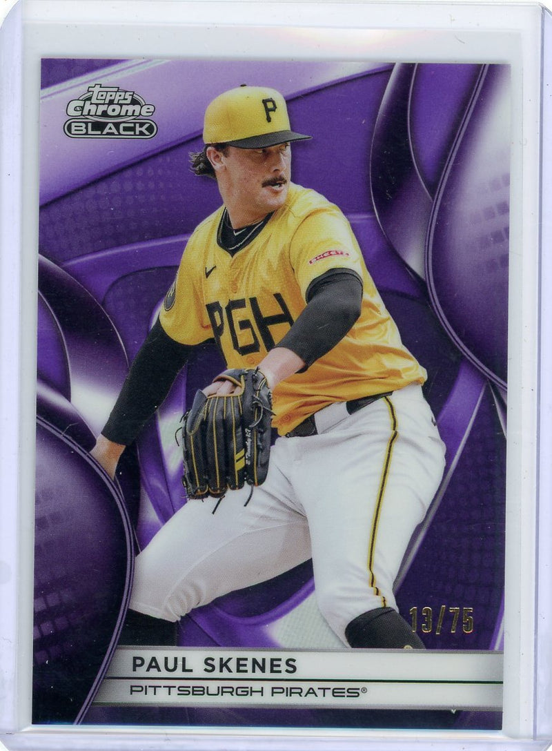 Paul Skenes 2025 Topps Chrome Black Baseball Purple Refractor 